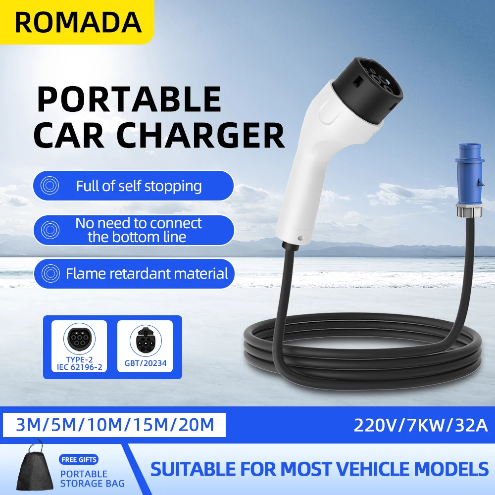 ROMADA Type2 IEC62196-2 For El - огляд і ціна Ev Charger Adapter