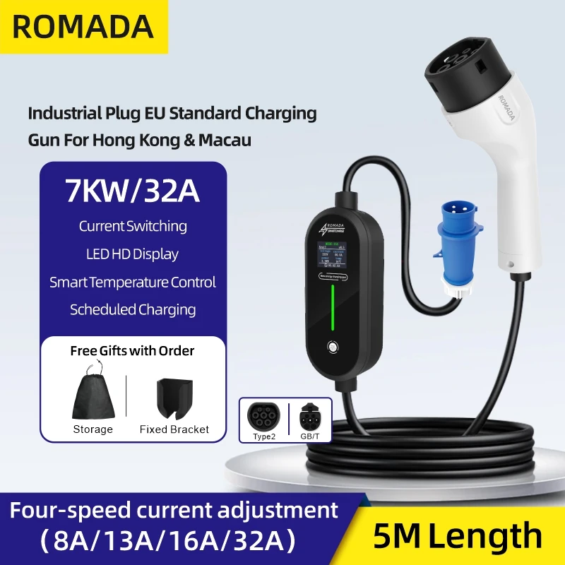 ROMADA 7KW 32A EV Portable Cha - огляд і ціна Ev Charger Adapter